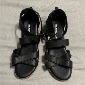 NWT - Michael Kors genuine leather Black Cross-Strap Sandals